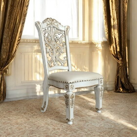 Vendome Synthetic Leather & Antique Pearl Finish Side Chair (Set of 2) B2726P288759
