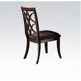 Keenan Brown Microfiber & Dark Walnut Finish Side Chair (Set of 2)