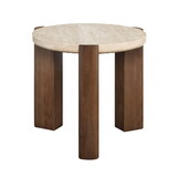 Leonardo Travertine Top & Dark Oak End Table B2726P316900