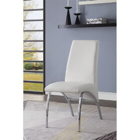Pervis White Synthetic Leather & Chrome Finish Side Chair (Set of 2)