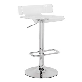 Rania Clear & Chrome Finish Adjustable Stool w/Swivel