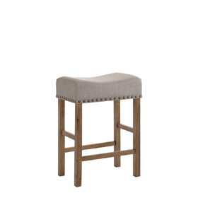 Martha II Tan Linen & Weathered Oak Finish Counter Height Stool (Set of 2)