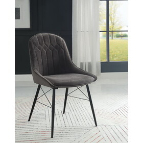 Abraham Dark Gray Fabric & Black Finish Side Chair (Set of 2) B2726P338679