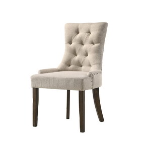 Farren Beige Fabric & Weathered Oak Finish Side Chair (Set of 2)