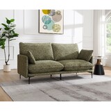 Dalton Green Fabric Sofa w/2 Pillows (Compressed Cushion)