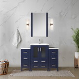 Navy Blue Single Bath Vanity 48 in. W x 18.25 in. D, with Side Cabinet, White Ceramic Top, and Faucet Set