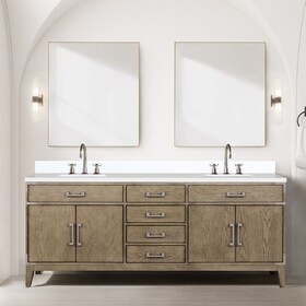 Grey Oak Double Bath Vanity 80 in. W x 22 in. D, Cultured Marble Top, and 36 in. Mirrors