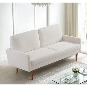 Velvet Sofa, European Style with Sleek Design, Modern & Vintage Flair, Upholstered 3 Seater Couch, Chic Living Room Furniture Seating for Home, Apartment or Office, Ivory