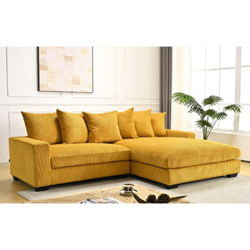 Container Furniture Direct Luxe Oversized Two-Piece Right Facing Sectional Couches for Living Room, 102.4-inch L Shaped Sofa with Chaise, Upholstered with Corduroy Fabric, Ginger