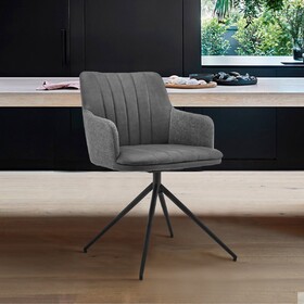 Simone Modern Faux Leather and Fabric Metal Swivel Dining Room Chairs - Set of 2 B2736P354328