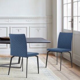 Lyon Blue Fabric and Metal Dining Room Chairs - Set of 2 B2736P354352