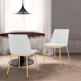 Messina Modern White Velvet and Gold Metal Leg Dining Room Chairs - Set of 2 B2736P354370