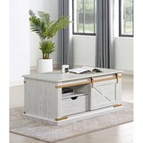 Rustic Style Antique White 1pc Coffee Table Living Room Table w Drawer Open Shelves