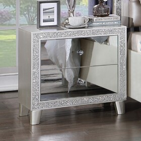 Glam Style Bedroom Furniture 1pc Nightstand with 2x Drawers Mirrored Front Champagne Finish B2741P322547