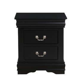1pc Traditional Classic Black Finish 2-Drawers Nightstand Wooden Bedroom Furniture