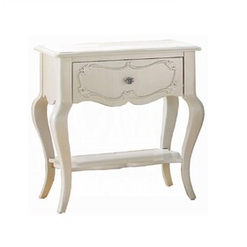Traditional Pearl White Finish Formal Nightstand with Drawer and Shelf Wooden Youth Bedroom Furniture 1pc B2741P323093