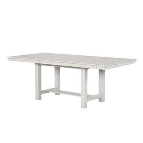 Rustic White Oak Dining Table w Leaves Block Trestle Base 1pc Table Dining Room Furniture
