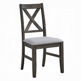 Gray Finish Dining Side Chairs 2pc Set Padded Seat Cushion Wooden Kitchen Furniture X-Back