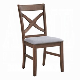 Set of 2 Dining Chairs Modern Contemporary Brown Finish Cross Back Padded Seat Cushion Kitchen Dining Furniture