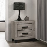 Farmhouse Style Light Gray Finish Nightstand with Storage Drawers Black Hardware Wooden Bedroom Furniture 1pc B2741P330139