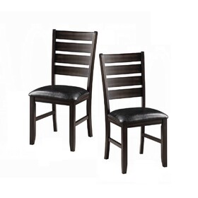 Espresso Finish Contemporary Side Chairs Set of 2 Faux Leather Upholstery Durable Wooden Kitchen Dining Furniture B2741P331890