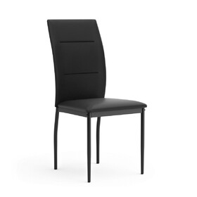 Contemporary Upholstered Side Chairs 2pc Set, Synthetic Leather Black Metal Legs B2741P339256