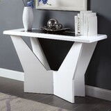 White Finish 1pc Sofa Table Contemporary style High Gloss Top Tempered Glass Geometric Base white B2741P362598