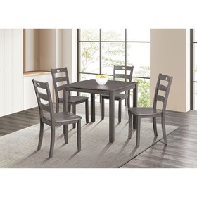 5pc Dining Table Set square 1x Table Slat Back 4x Chairs Transitional Style Gray Finish Dining Room