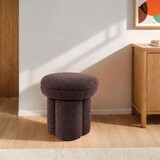 Contemporary Style Round Top Accent Chair Pedestal Base Mushroom Design Stool Brown Finish Primary Living Room B2741P388380