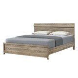 1pc Queen Size Bed Natural Wood Finish Well-crafted Bed Frame Modern Rustic Wooden Bedroom Furniture