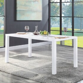 Contemporary Dining Table Smooth White High Gloss Finish 1pc Sleek Wooden Modern Dining Furniture B2741S00271