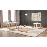 Modern contemporary Style 3pc Table Set 1x Coffee Table 1x End Table 1x Sofa Table Faux Marble Top Two Tone Design Natural and White Finish B2741S00694