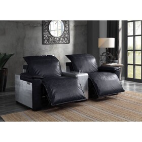 Misezon Black Top Grain Leather & Aluminum Power Motion Recliner (Assembled)