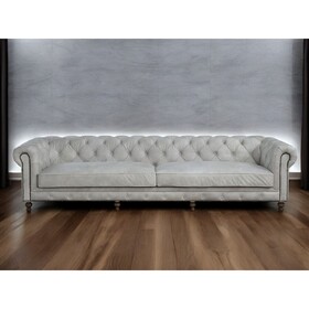 Ofer Vintage White Top Grain Leather Sofa