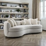 Iniko Beige Boucle Sofa w/6 Pillows