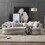 Iniko Beige Boucle Sofa w/6 Pillows