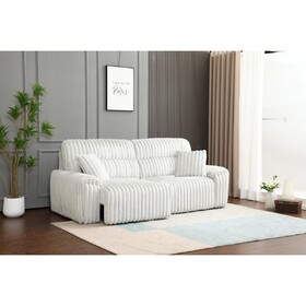 Jaya Mondo Gray Corduroy Power Motion Sofa w/Sleeper & USB Port