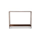 Console Table, Solid White Marble Top, Iron Frame, Contemporary Elegance, Antique Copper Finish