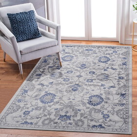 LOOM & LUXE Collection 6X9 Blue/Silver/Oriental Non-Shedding Living Room Bedroom Dining Home Office Stylish and Stain Resistant Area Rug B335P289452