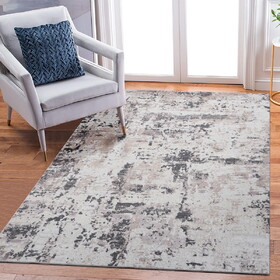LOOM & LUXE Collection 6X9 Cream/Brown /Abstract Non-Shedding Living Room Bedroom Dining Home Office Stylish and Stain Resistant Area Rug B335P289500