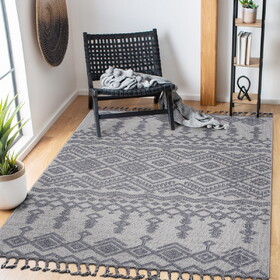 LOOM & LUXE Collection 6X9 White/Gray /Traditional Indoor/Outdoor Area Rug B335P289618