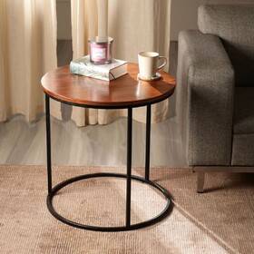Cosimo Round End Table - Elegant Accent Table for Living Room Décor-21.65X21.65X21.65" B346P320758