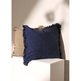 Stonewashed Linen Throw Pillow with Handworked Edges & Fringe -22X22