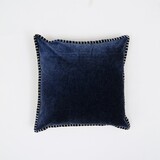 Stonewashed Cotton Velvet Throw Pillow with Decorative Handstiched Edges-19X19