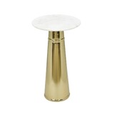Gold Side Table with White Marble Top Decorative Modern End Table Pedestal Metal Base Accent Table for Living Room 14x14x24