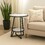 End Table White Marble Top Side Table Black Metal Frame
