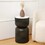 Modern Side Table with White Marble Top & Black Metal Frame