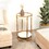 White Marble Side Table with 2-Tier Gold Frame-16X16X24"