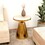 Modern Side Table with White Marble Top & Gold Metal Frame