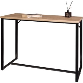 Bali Coastal Modern Console Table Natural Wood Top with Black Metal Legs B347P339205